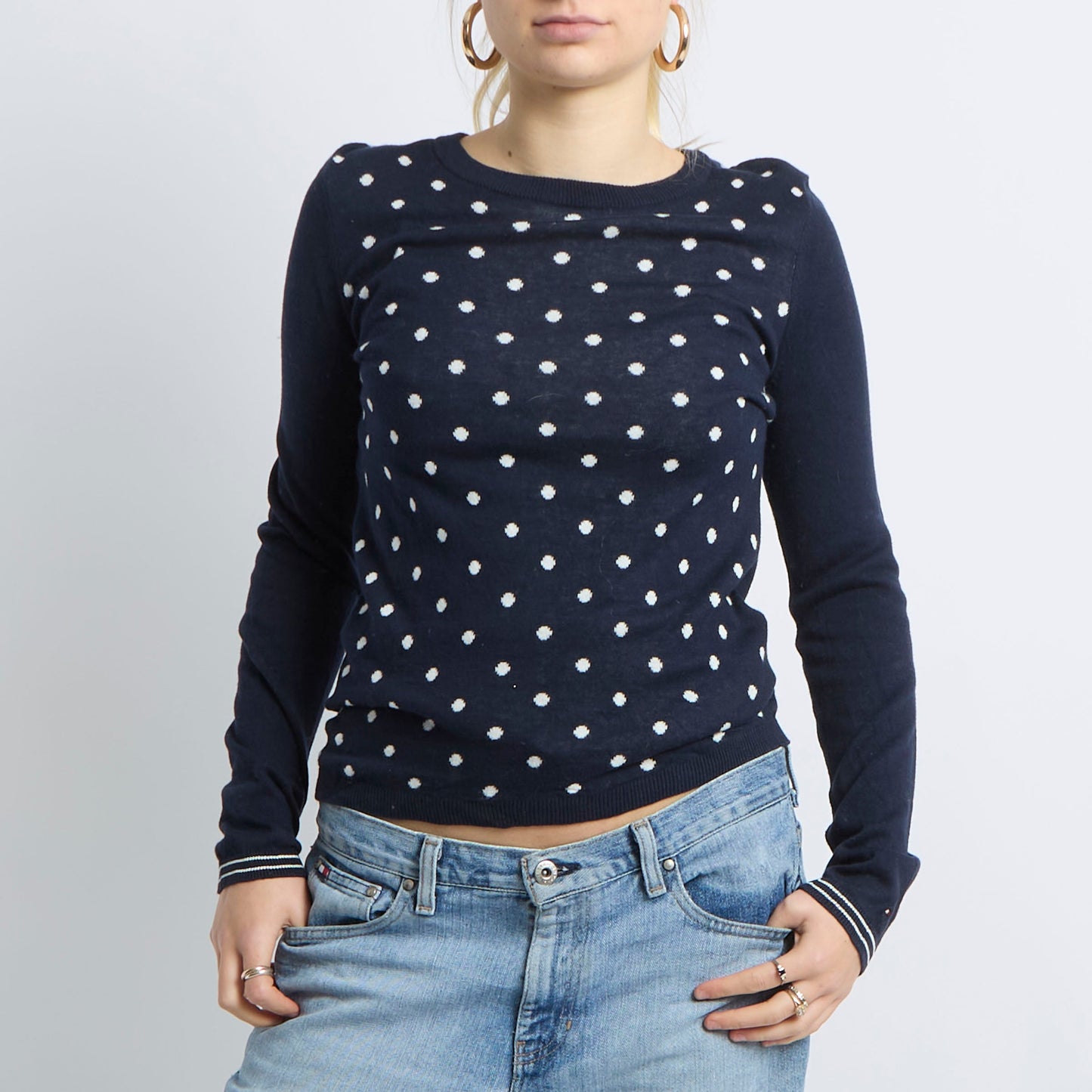 Polka Dot Knitted Sweatshirt - UK 12