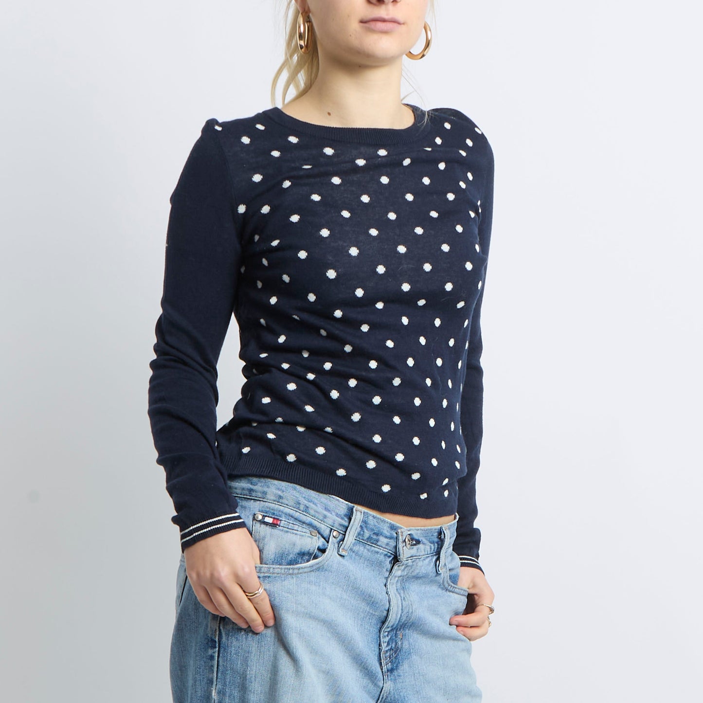 Polka Dot Knitted Sweatshirt - UK 12