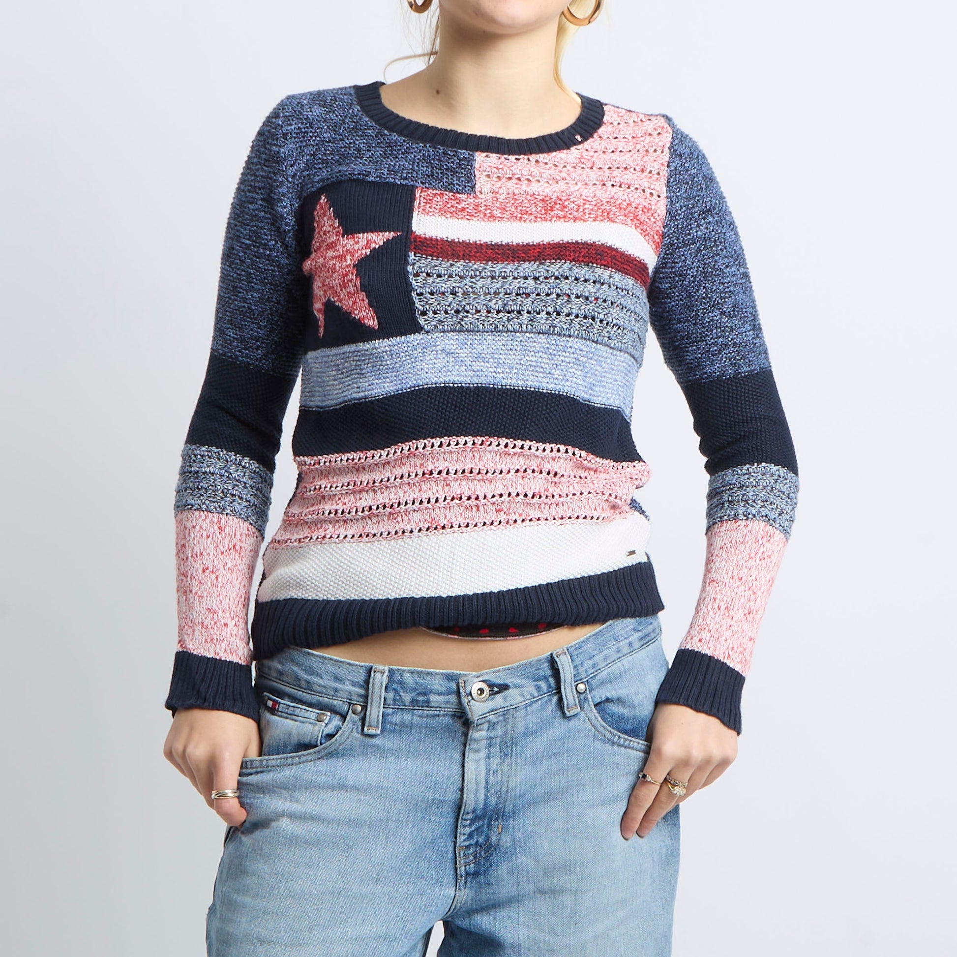 Patterned Detail Knitted Sweatshirt - UK 12