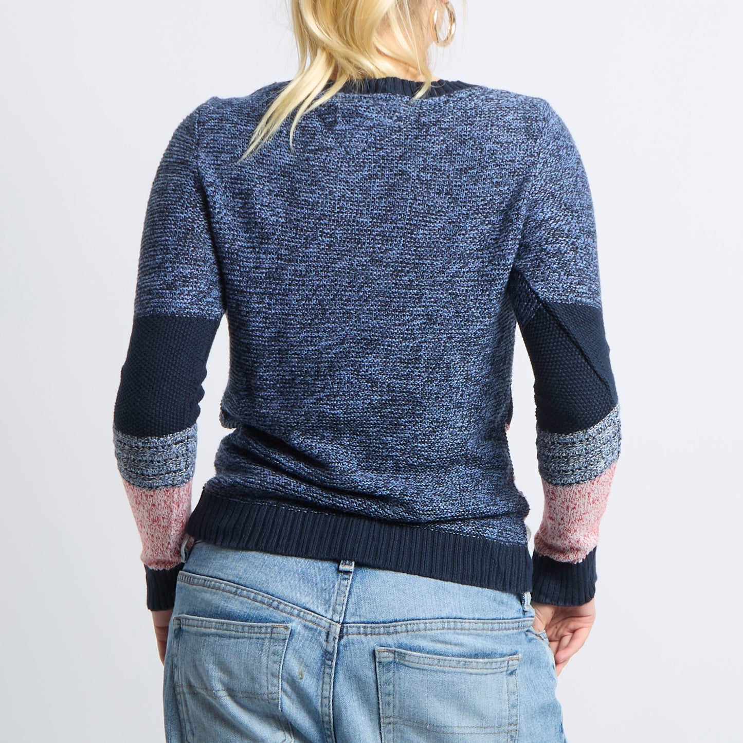 Patterned Detail Knitted Sweatshirt - UK 12