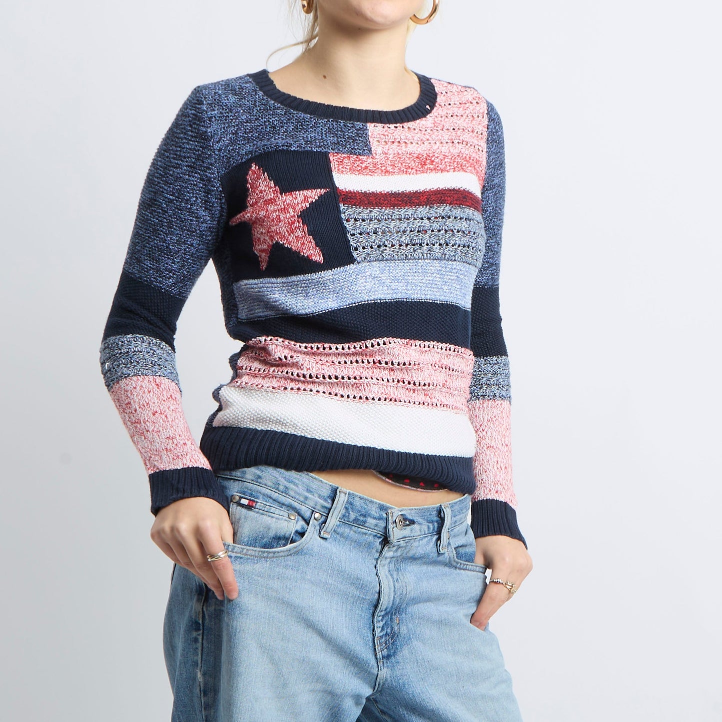 Patterned Detail Knitted Sweatshirt - UK 12