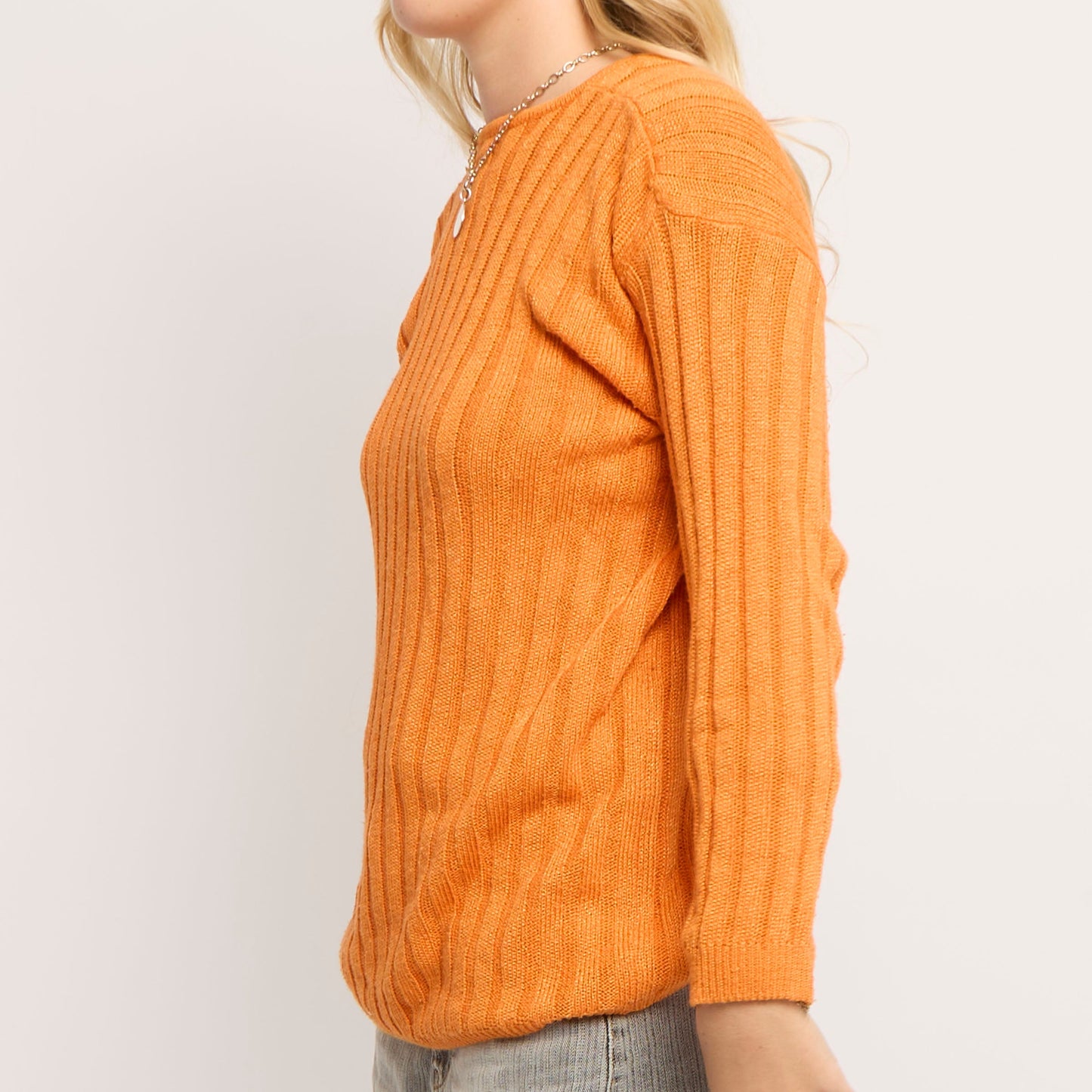 Cable & Ribbed Heavy Knit Crewneck Sweater - UK 12