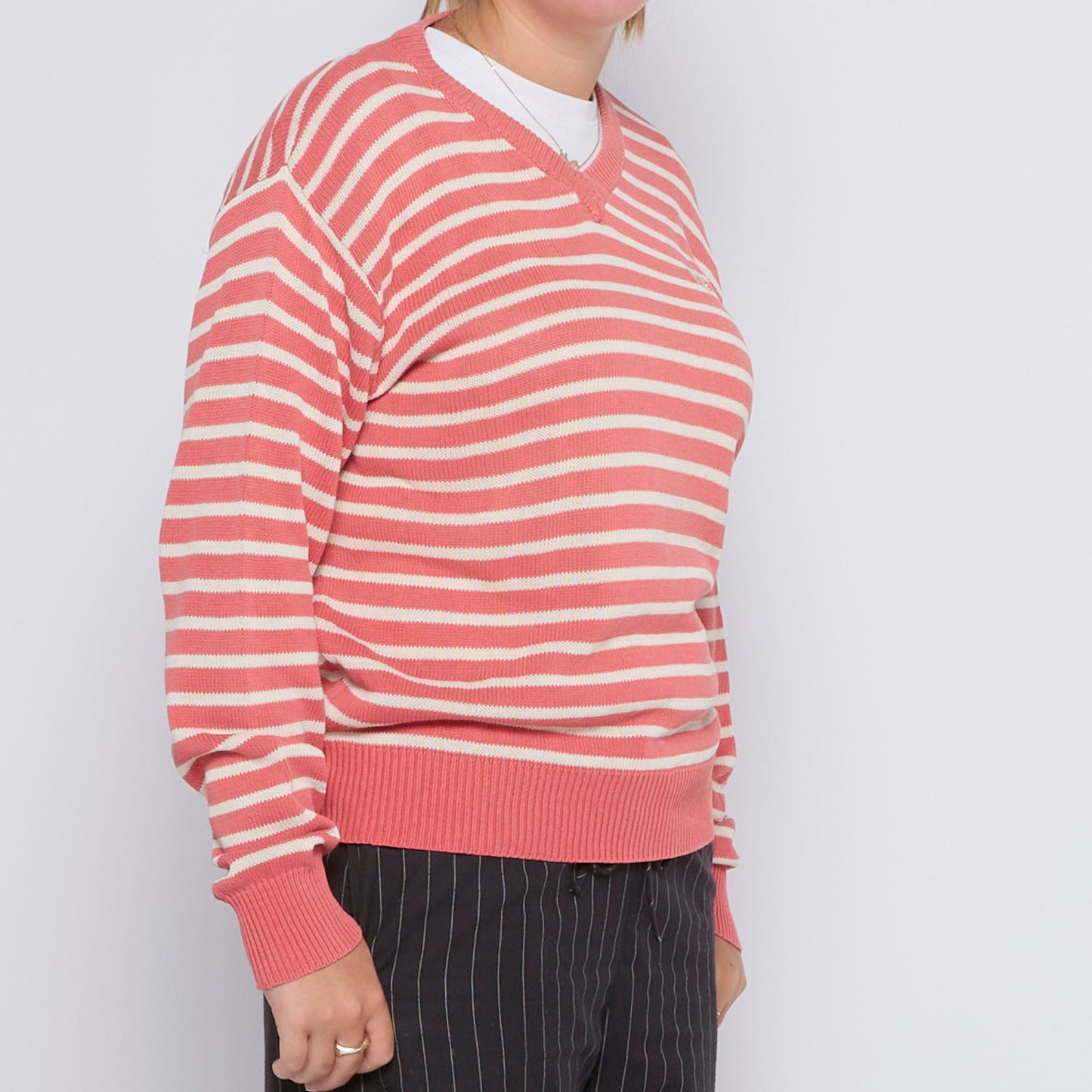 Fred Perry V-Neck Striped Sweater - UK 12