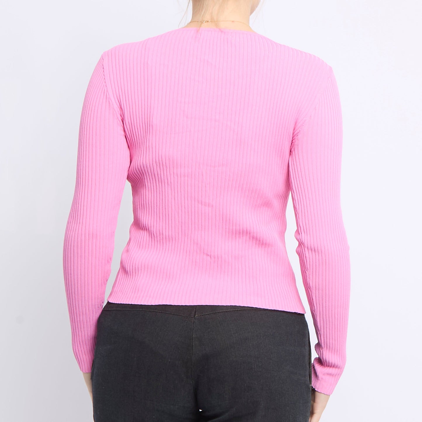 V-Neck Detail Ribbed Sweater - UK 12