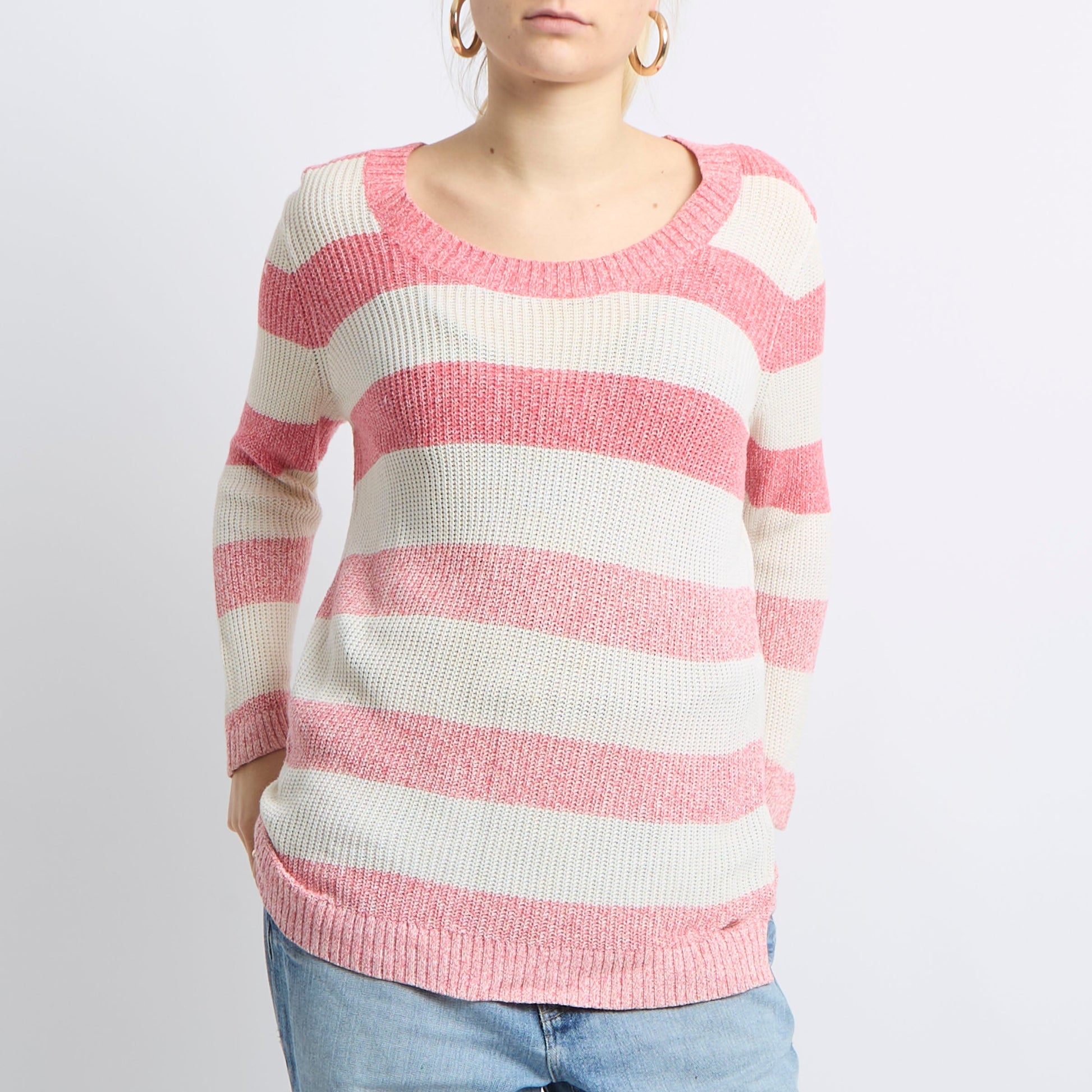 Crochet Knit Stripe Sweatshirt - UK 12