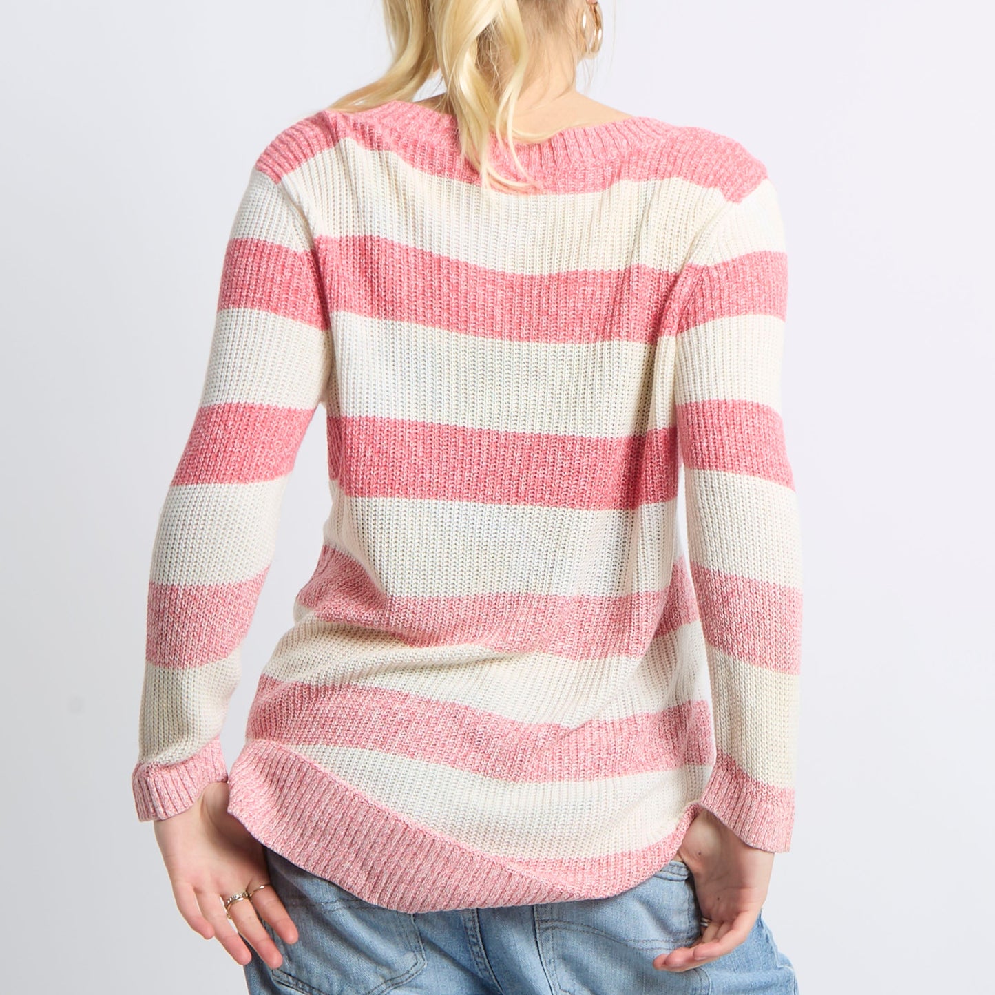 Crochet Knit Stripe Sweatshirt - UK 12