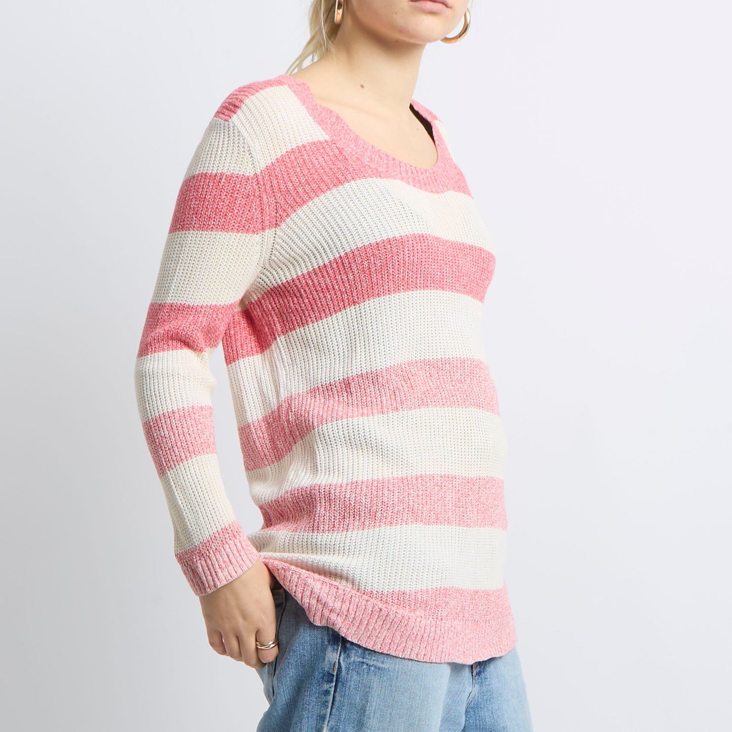 Crochet Knit Stripe Sweatshirt - UK 12