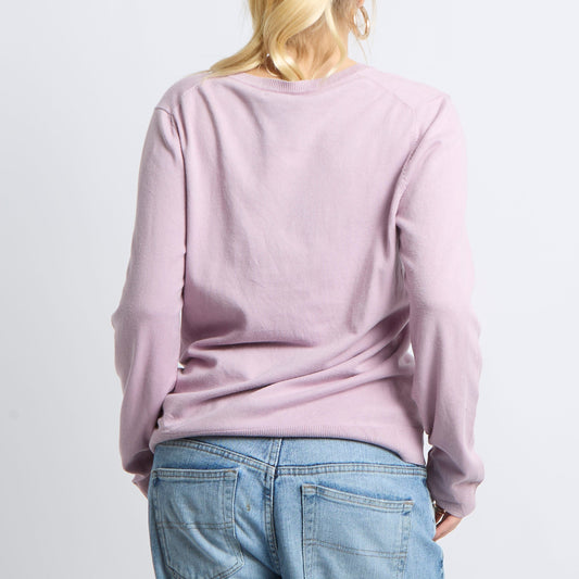 V-Neck Fine Knit Sweatshirt - UK 12