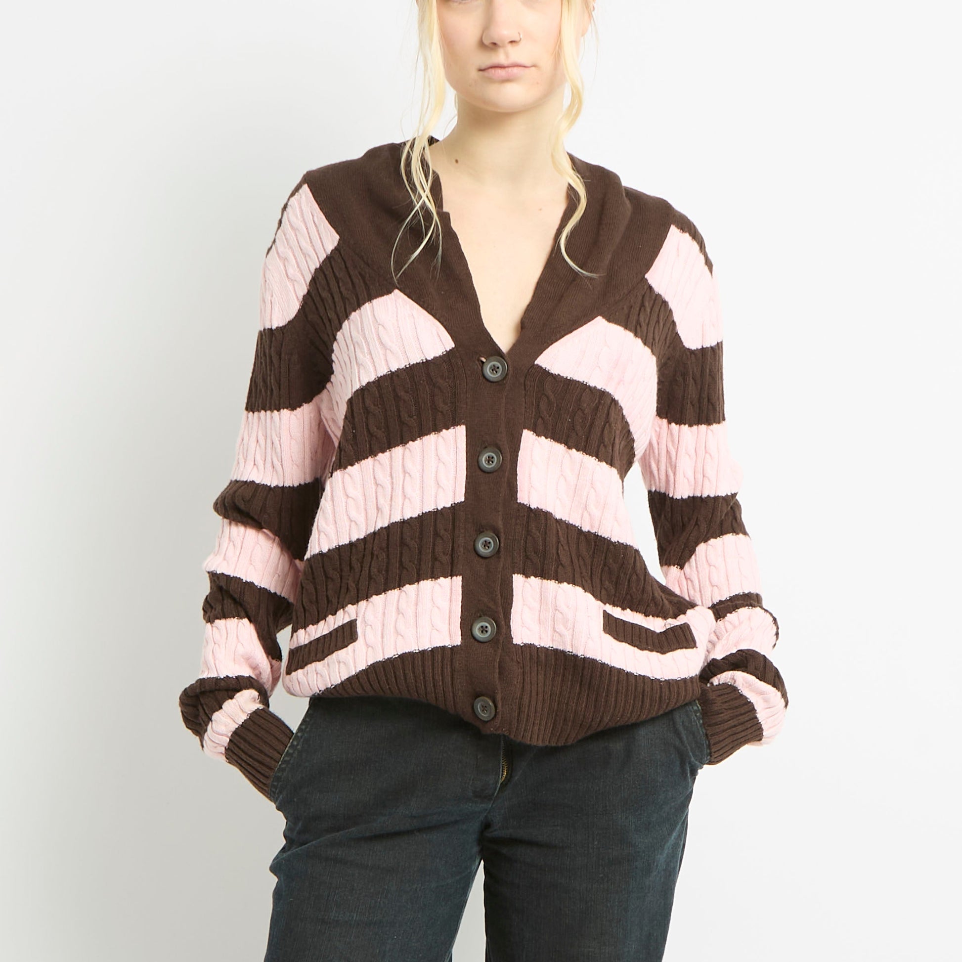 Tommy Hilfiger Striped Cardigan With Front Pockets - UK 12