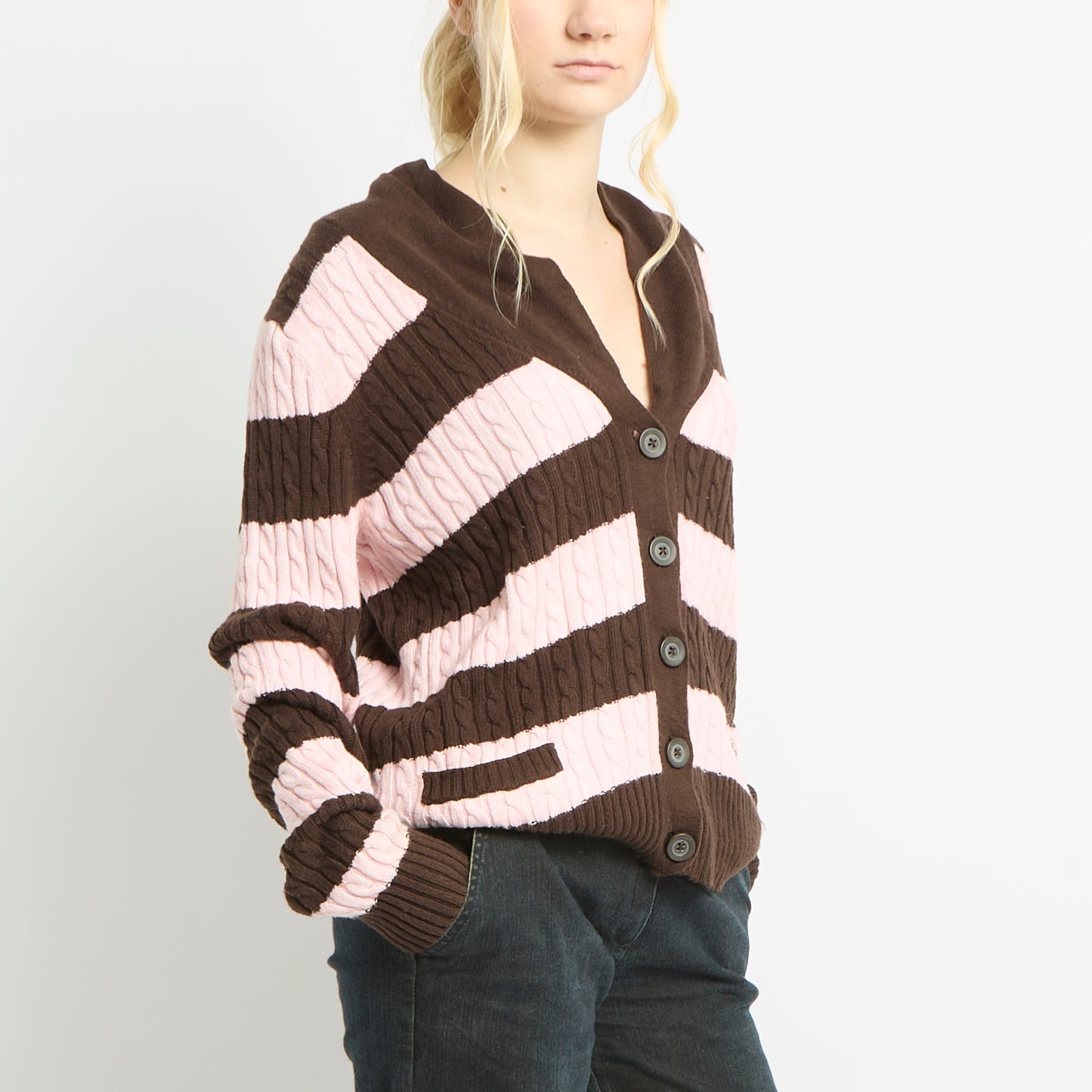 Tommy Hilfiger Striped Cardigan With Front Pockets - UK 12