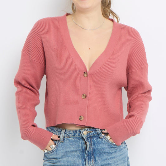 V-Neck Chunky Knit Cardigan - UK 12