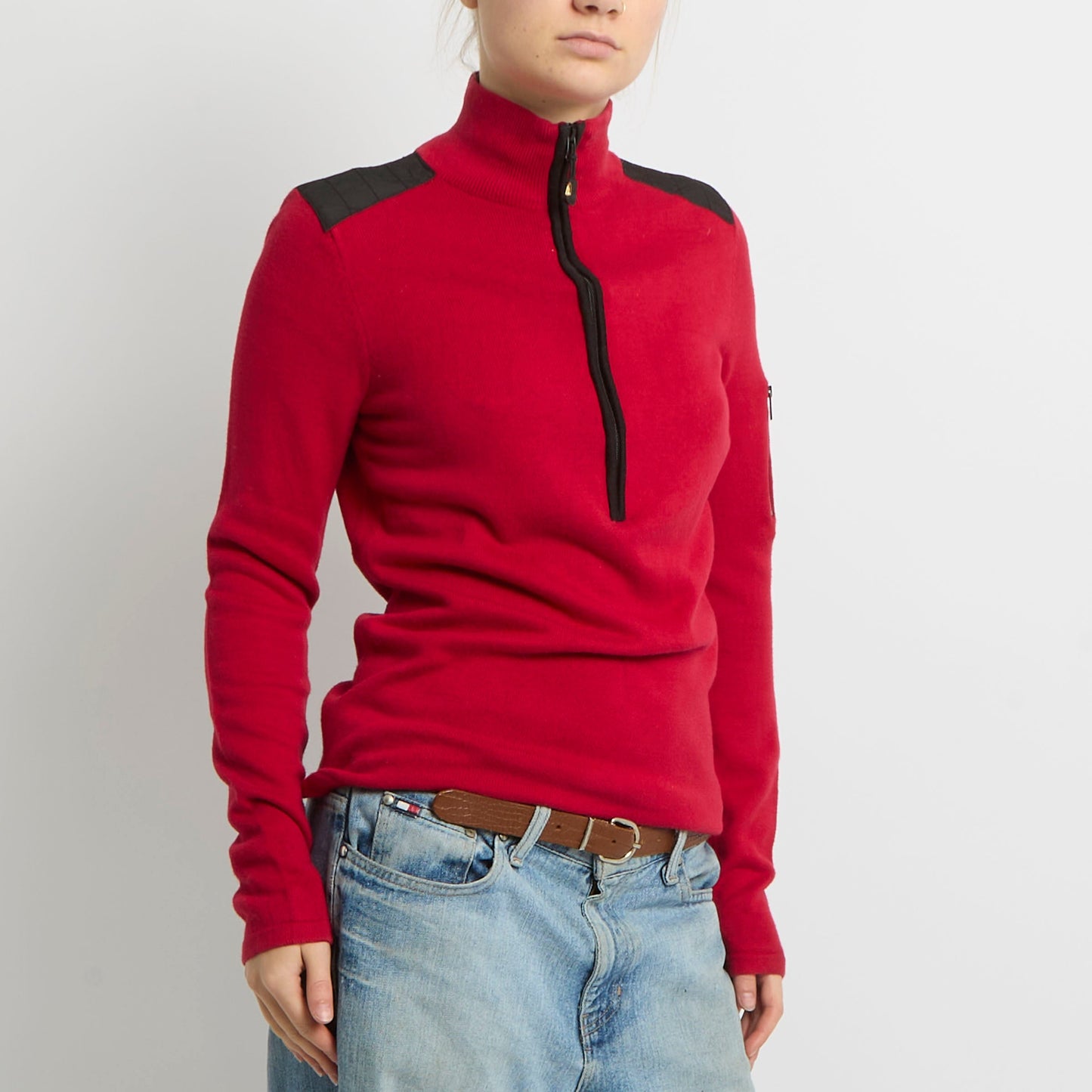 Ralph Lauren Quarter Zip Fine Knit Jumper - UK 12