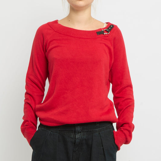 Ralph Lauren Off The Shoulder Buckle Detail Sweater- UK 12