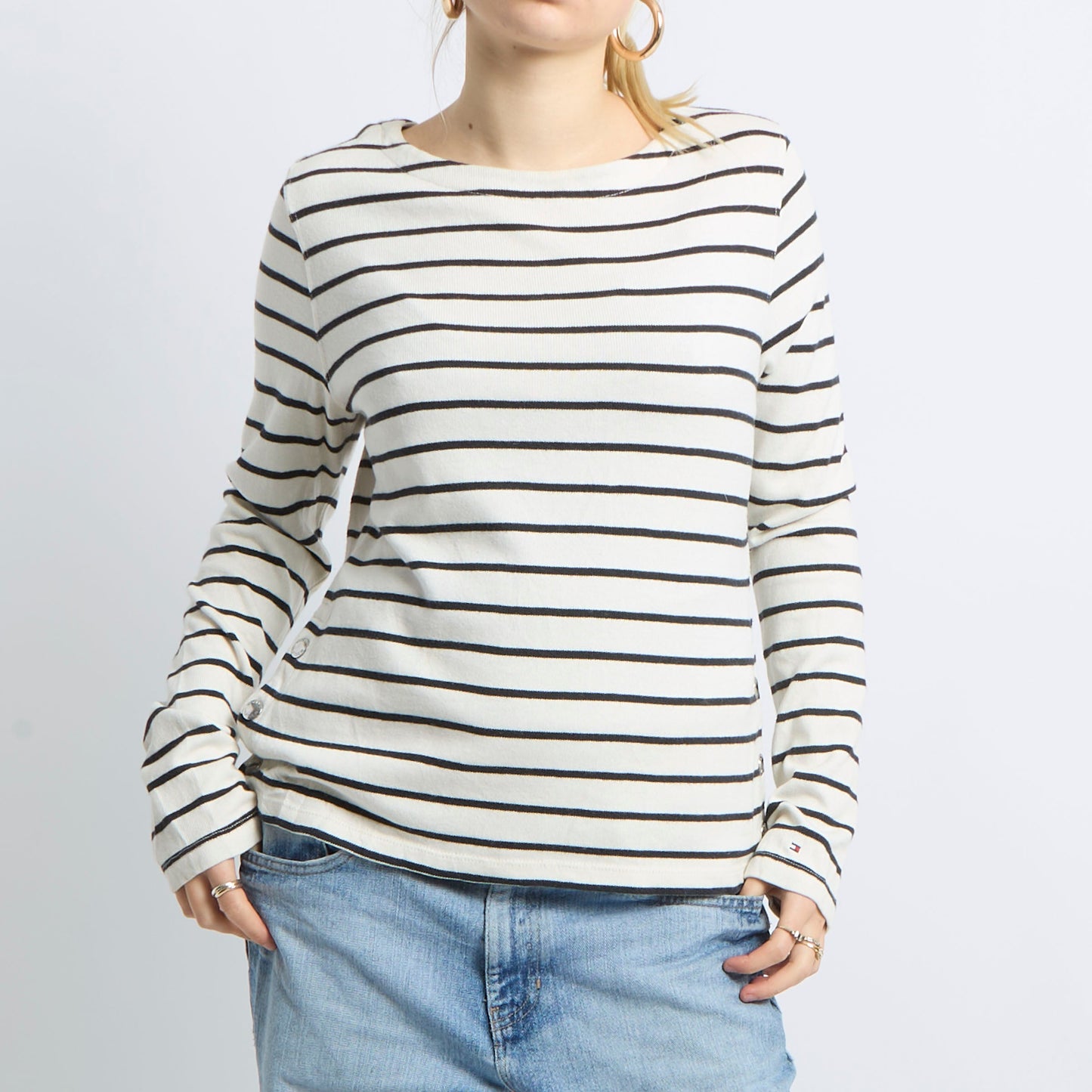 Stripe Button Detail Sweater - UK 12