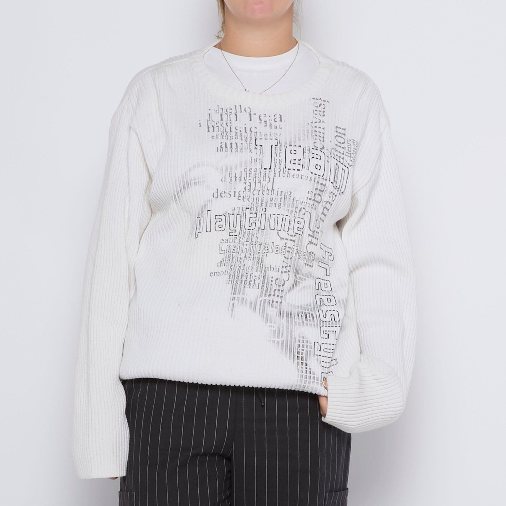 Graphic Ribbed Oversized Sweater - UK 12