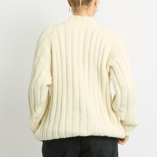 Chunky Knit High Neck Sweatshirt - UK 12