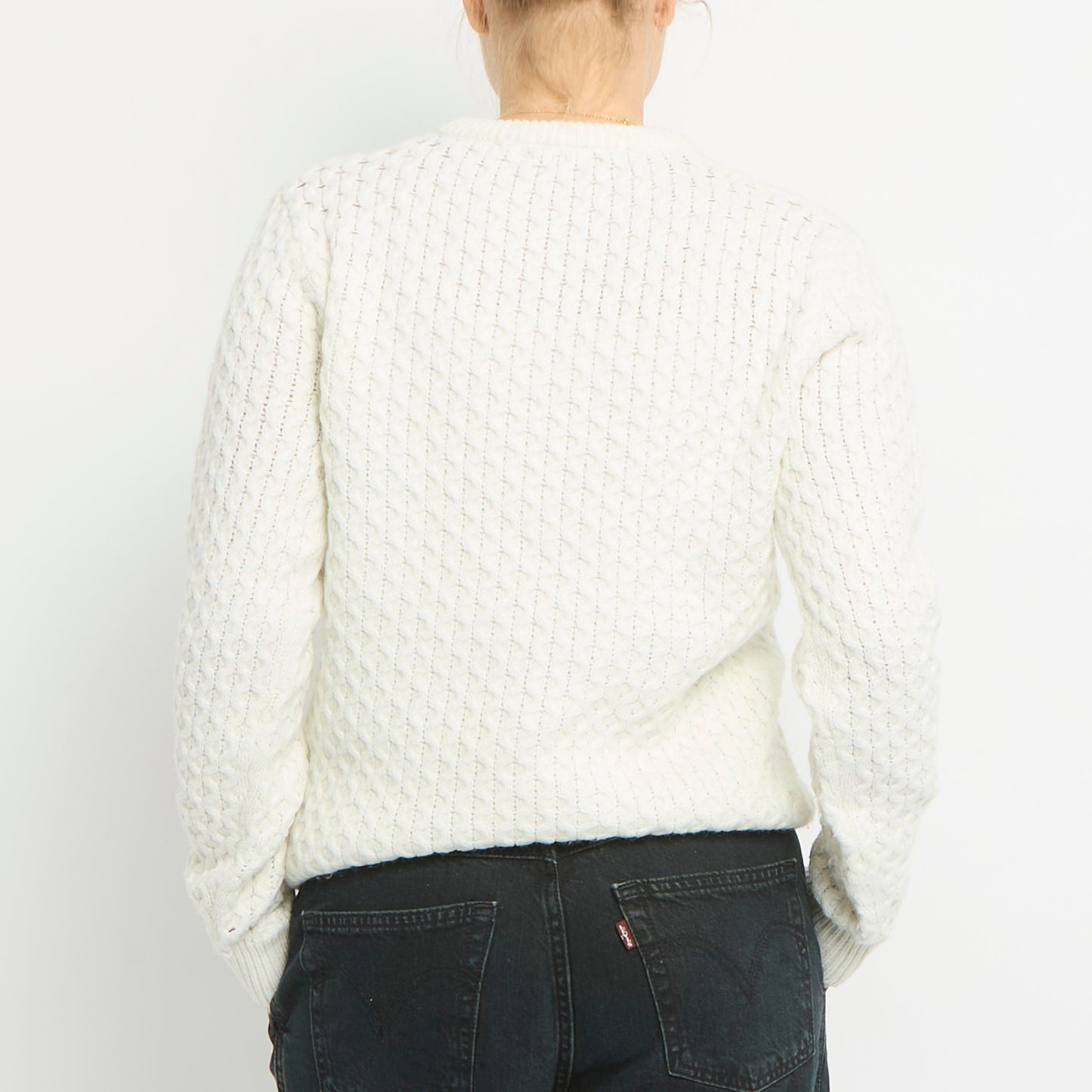 Crochet Style Knitted Round Neck Jumper- UK 12