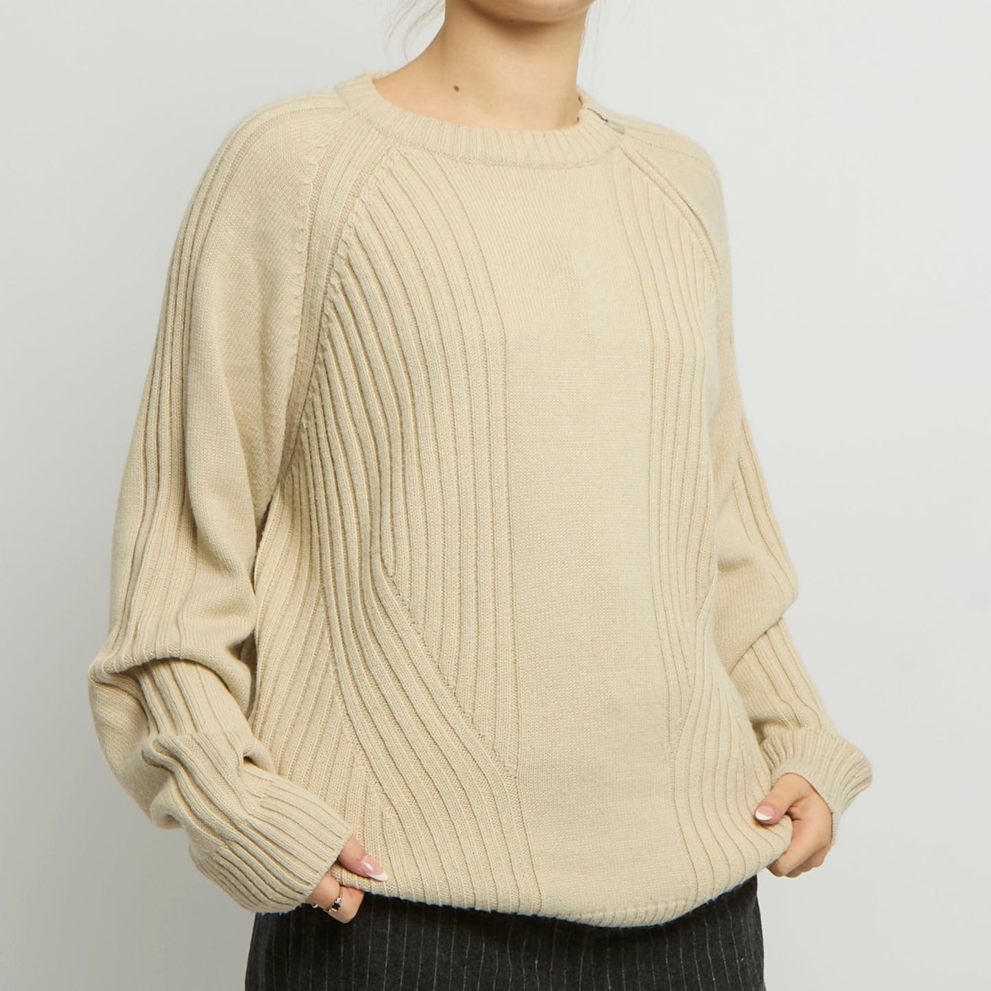 Zip Arm Detail Knitted Sweatshirt - UK 14