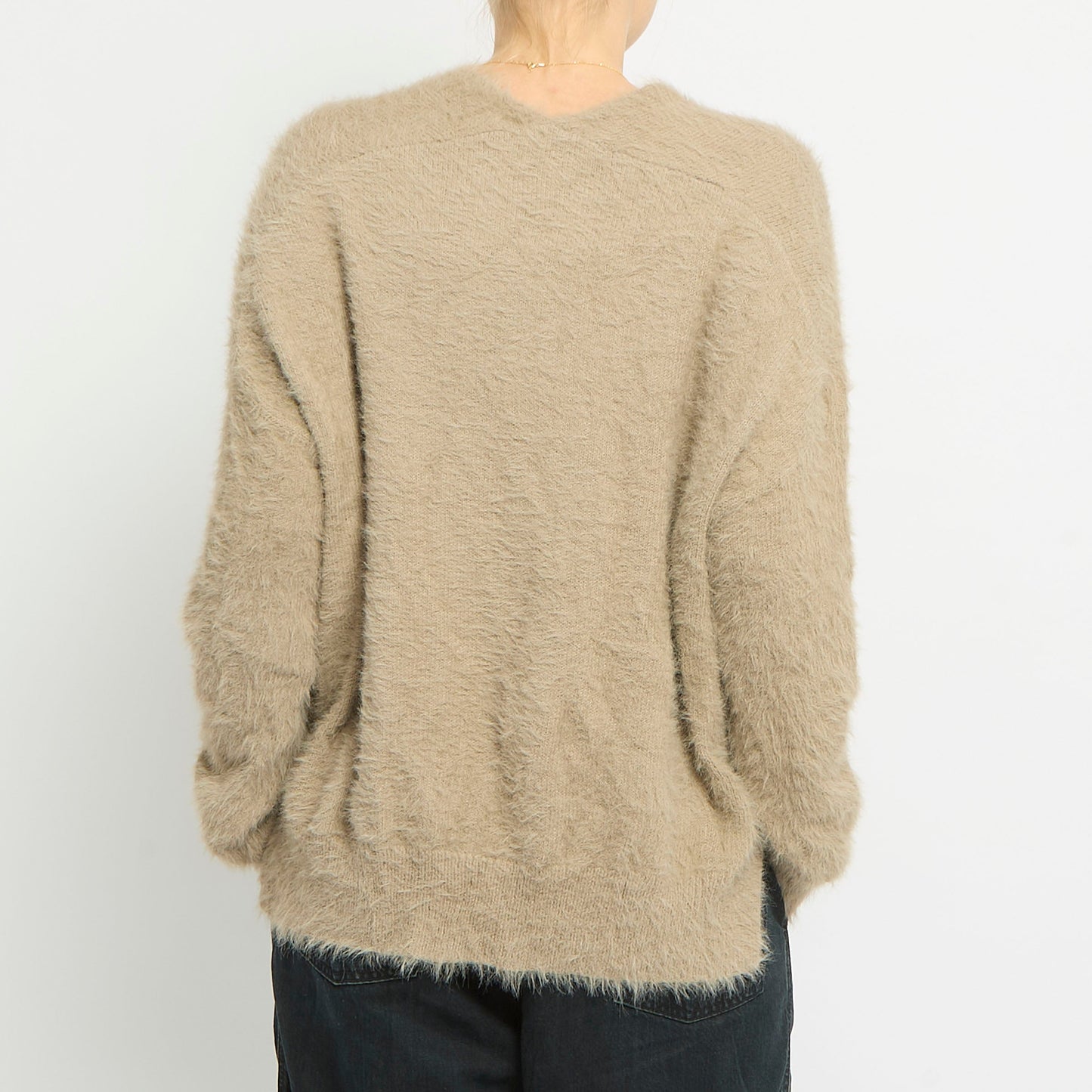 Fluffy V-Neck Sweatshirt-14