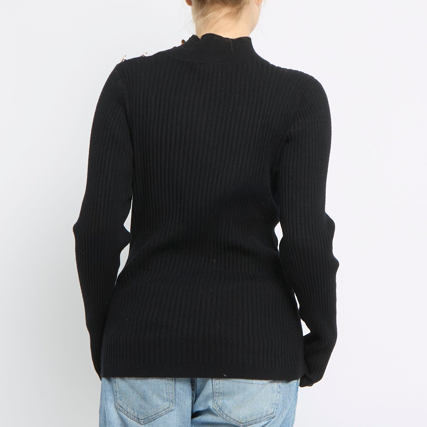 Turtle Neck Ribbed Knit Top - UK 14