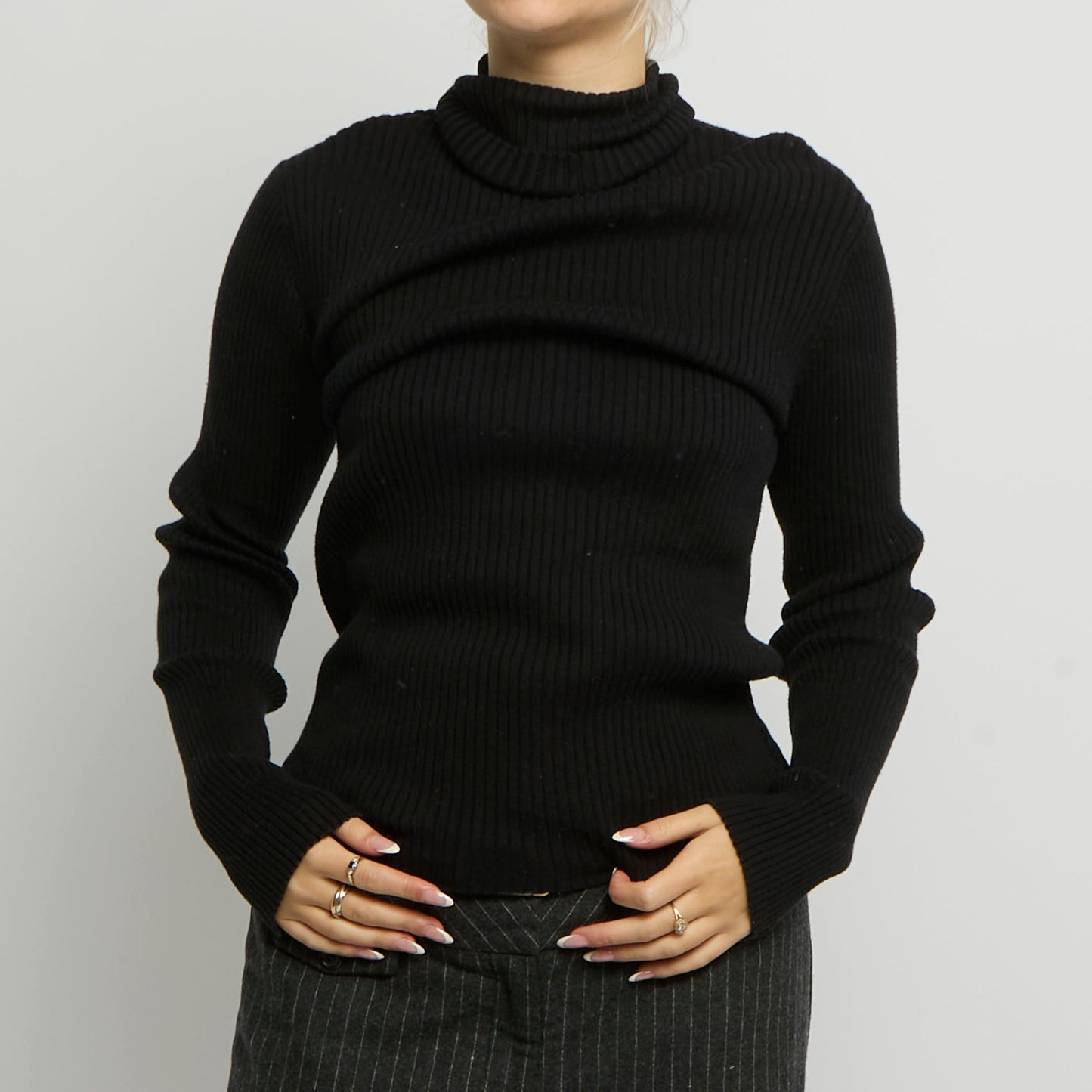 Ribbed Polo Neck Top - UK 14