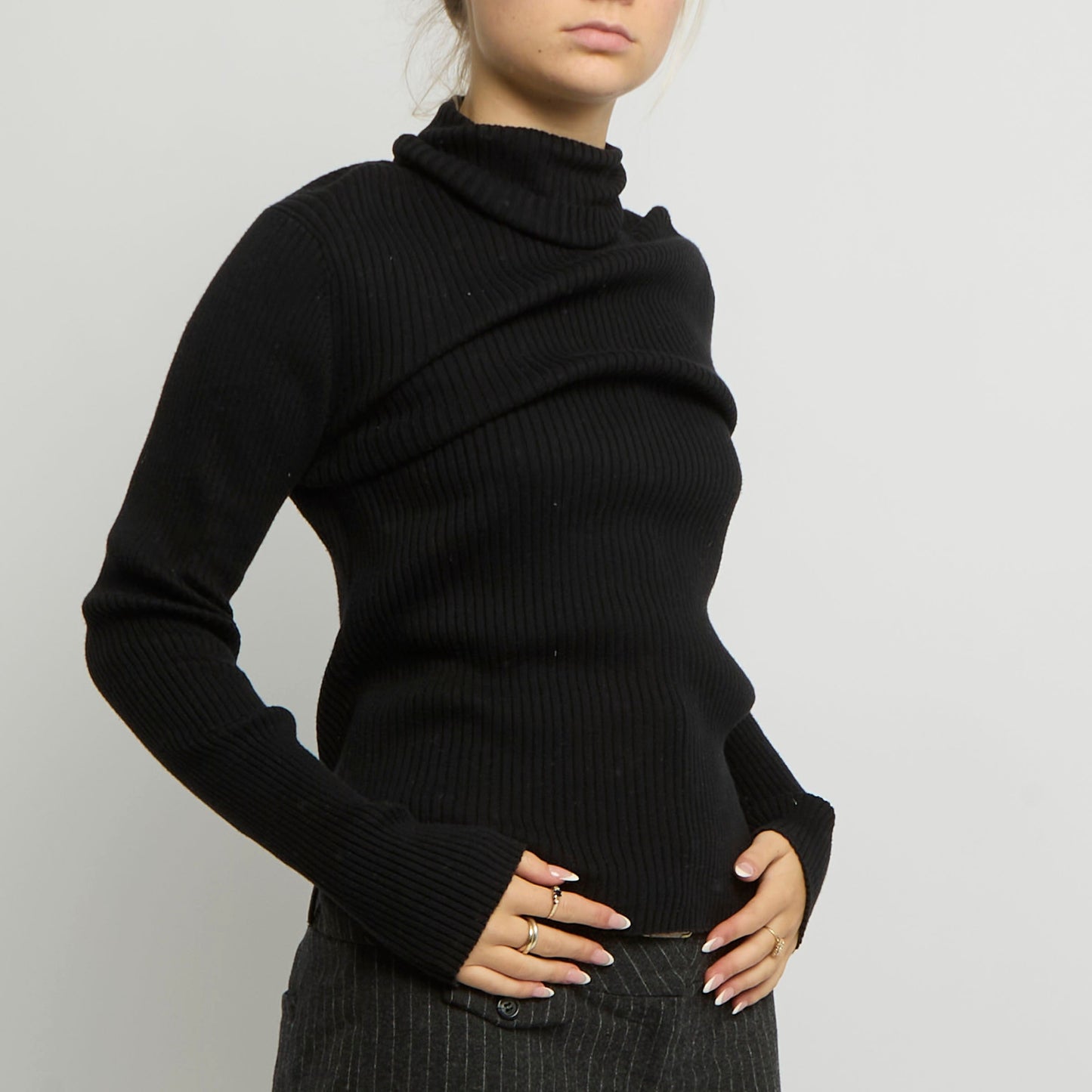 Ribbed Polo Neck Top - UK 14