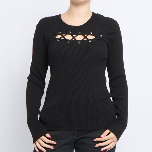 GBG Lace Detail Fine Ribbed Sweater - UK 14