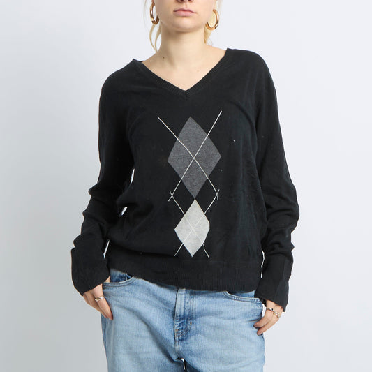 V-Neck Fine Knit Sweater - UK 14