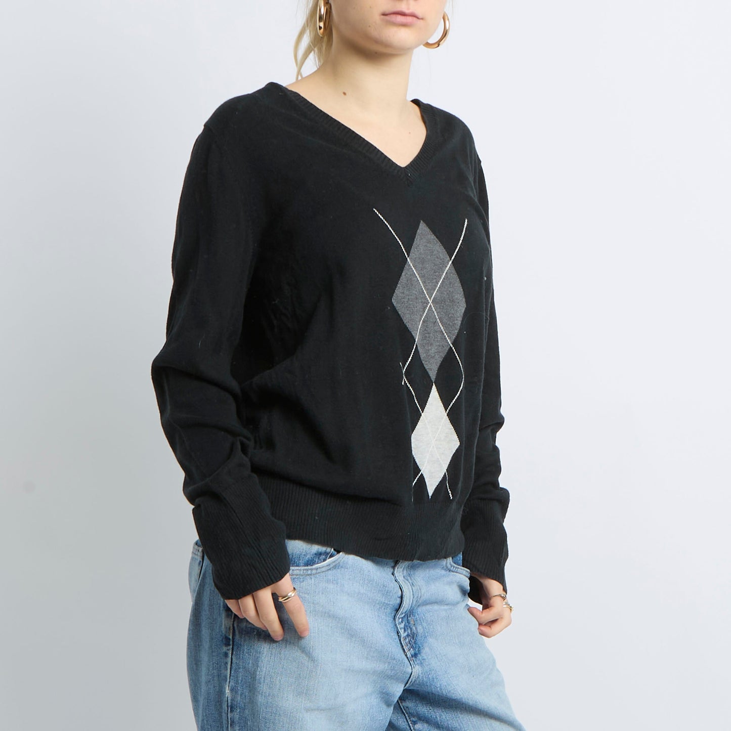 V-Neck Fine Knit Sweater - UK 14