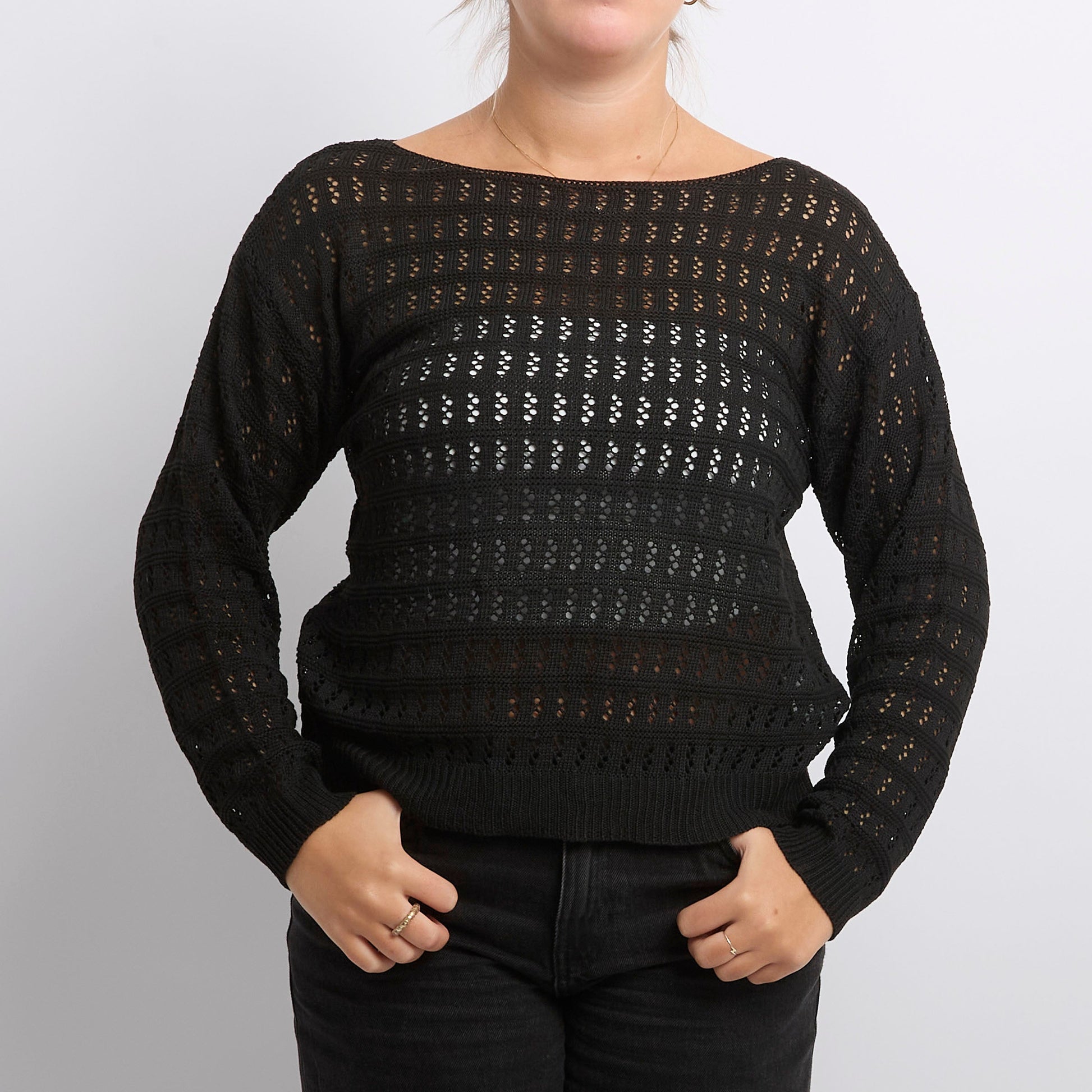 Slat Knit Wide Neck Sweater - UK 14