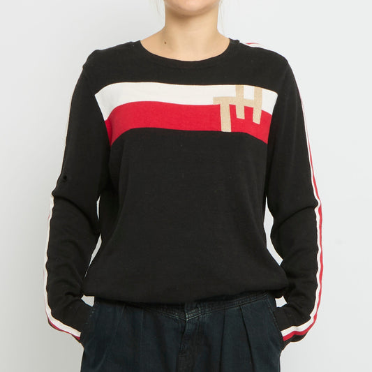 Tommy Hilfiger Stripe Sleeve Knitted Sweater- UK 14