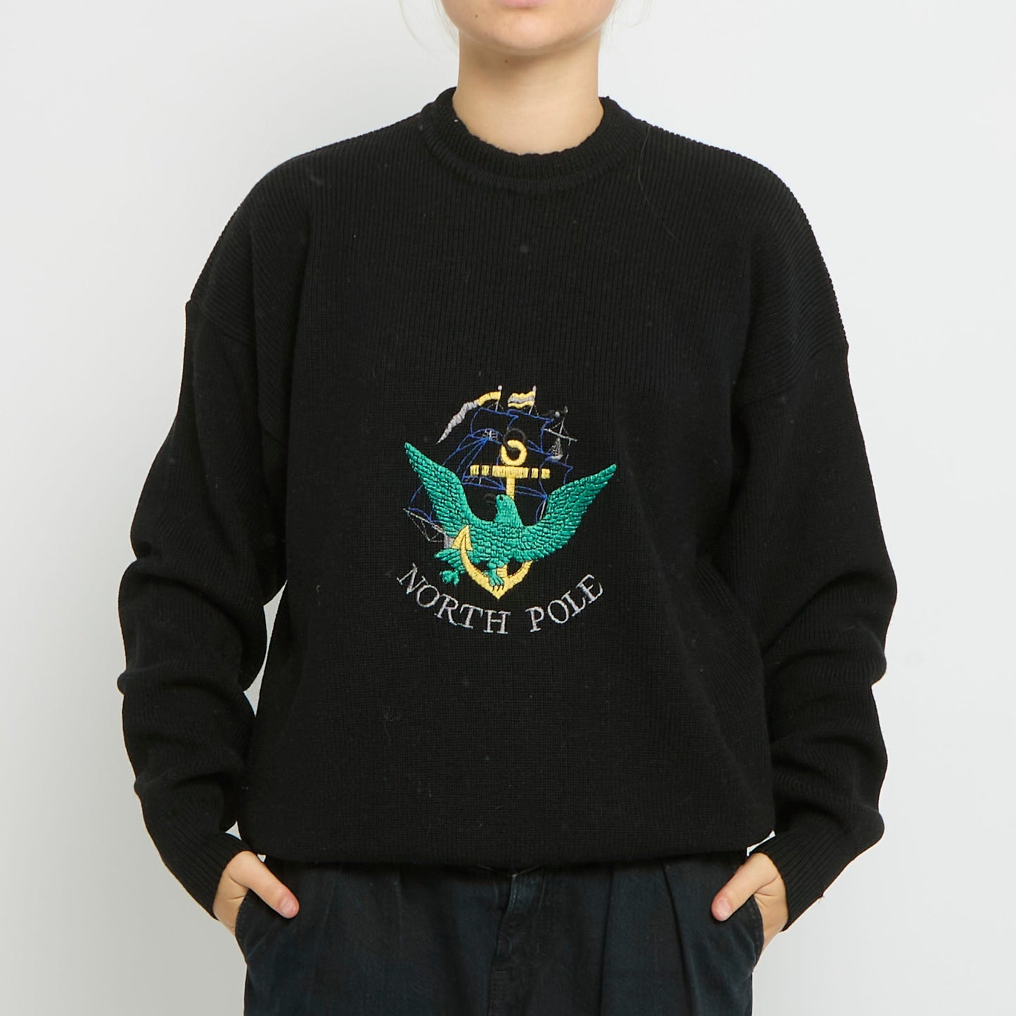 North Pole Embroided Logo Heavy Knit Sweater - UK 14