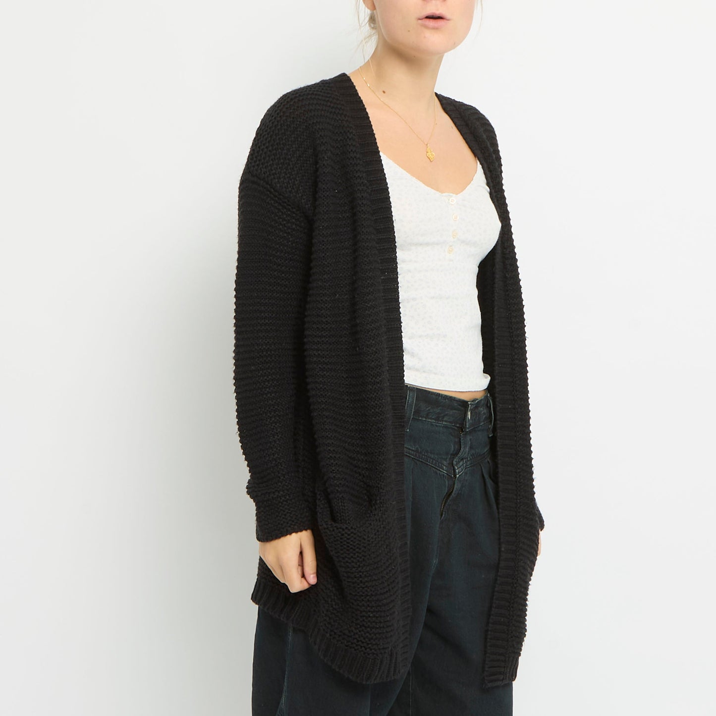 Ribbed Chunky Knit Long Cardigan- UK 14