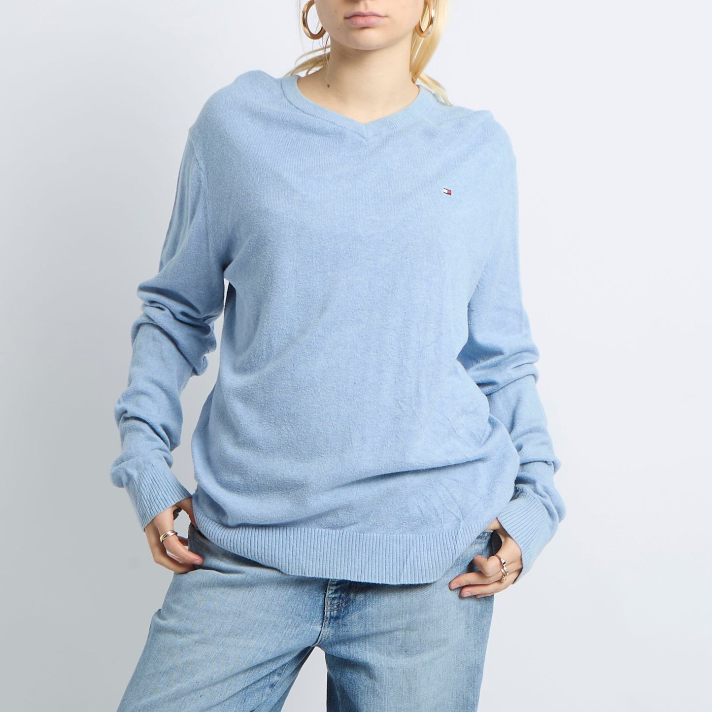 V-Neck Fine Knit Sweatshirt - UK 14