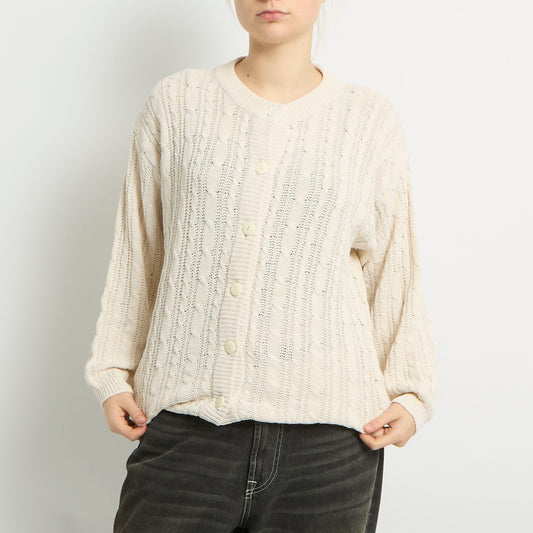 Cable Knit Heavy Knitted Cardigan - UK 14