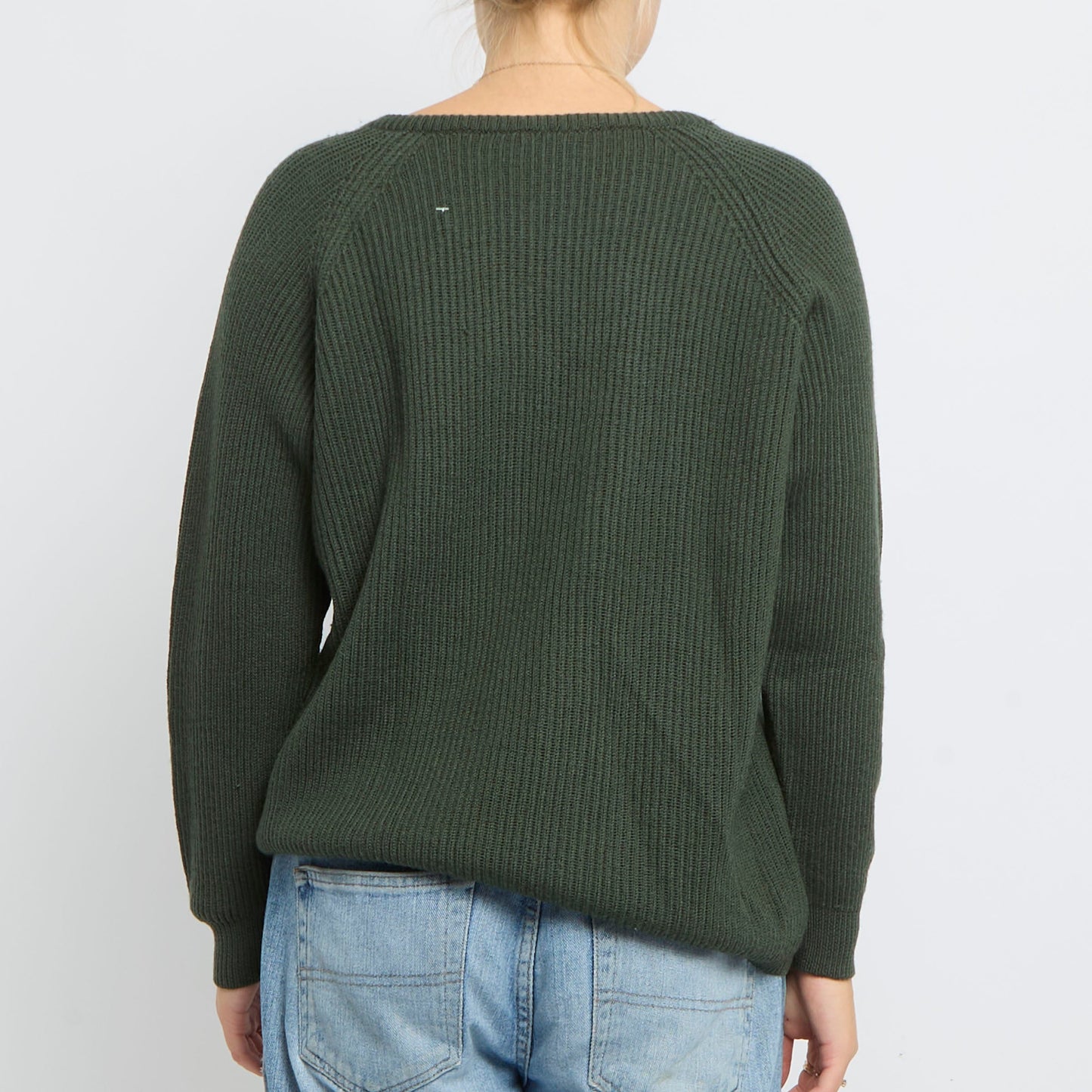 V-Neck Ribbed Knitted Jumper- UK 14