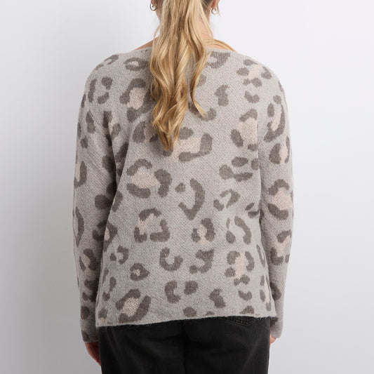 Leopard  Round Neck Heavy Sweater - UK 14