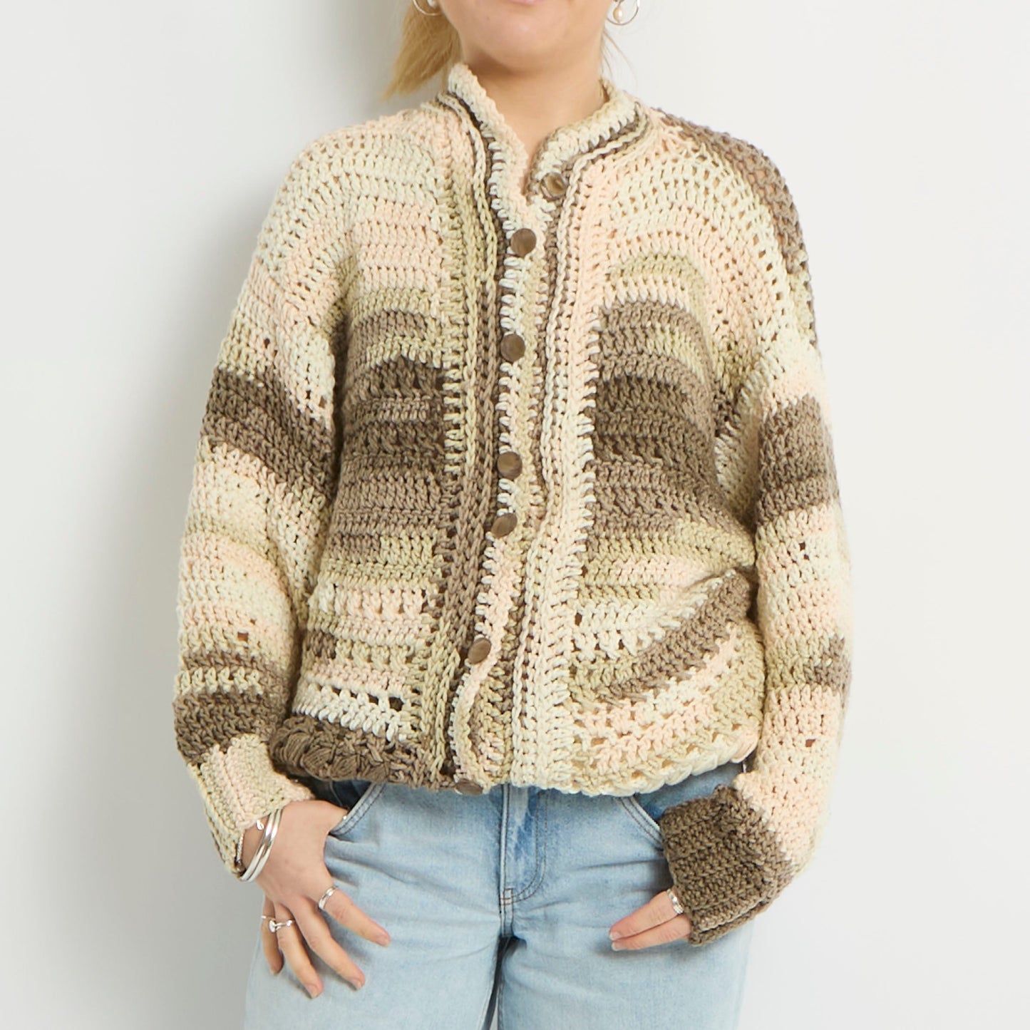 Crochet Knit Chunky Cardigan - UK 14