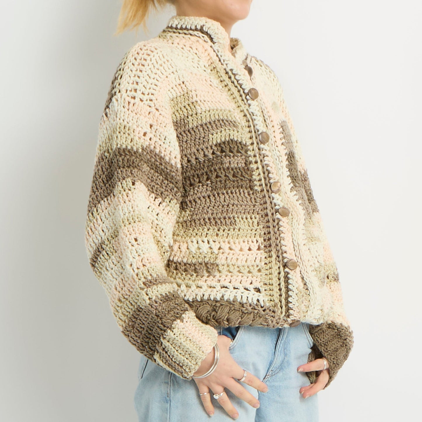 Crochet Knit Chunky Cardigan - UK 14