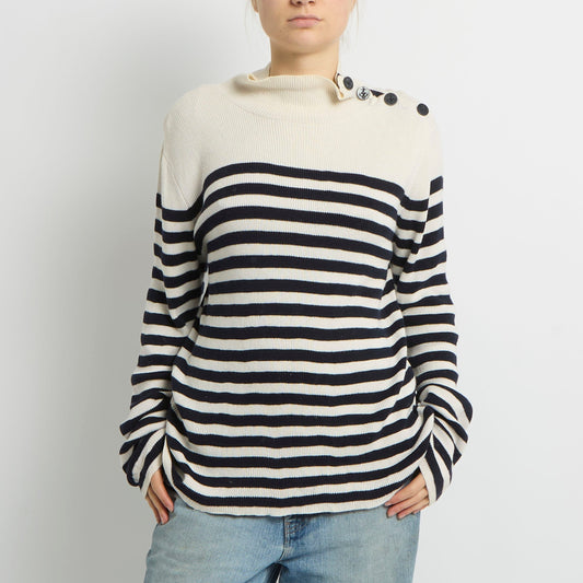 Ralph Lauren Button Shoulder Stripe Top - UK 14