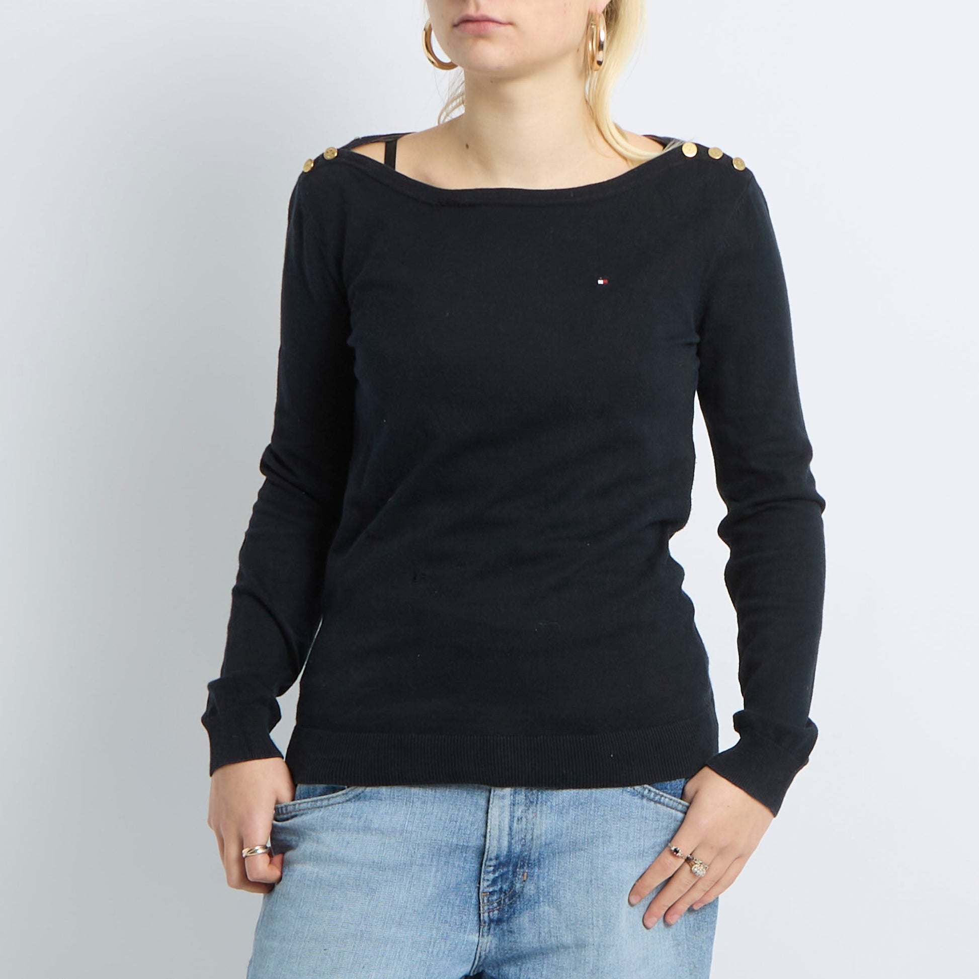 Scoop Neck Button Detail Sweater - UK 14