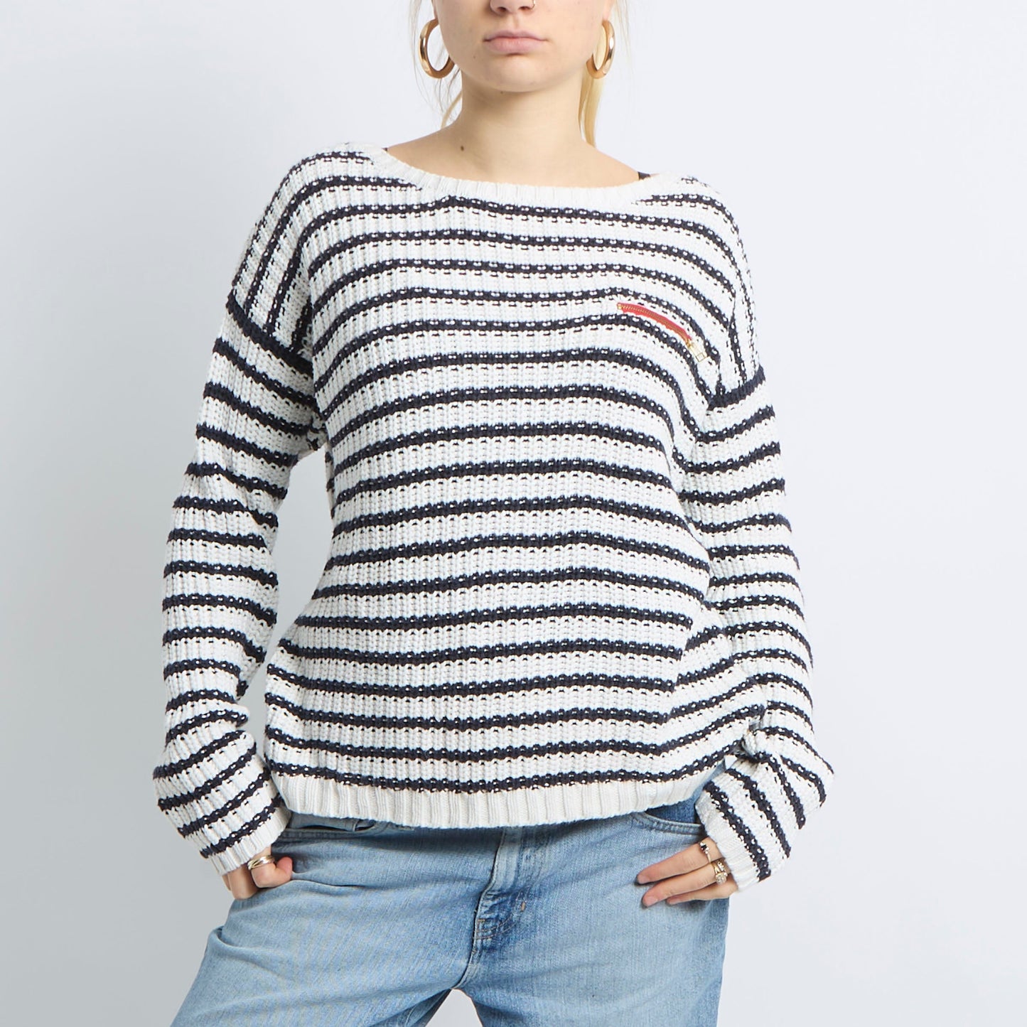 Zip Detail Heavy Knit Sweatshirt - UK 14