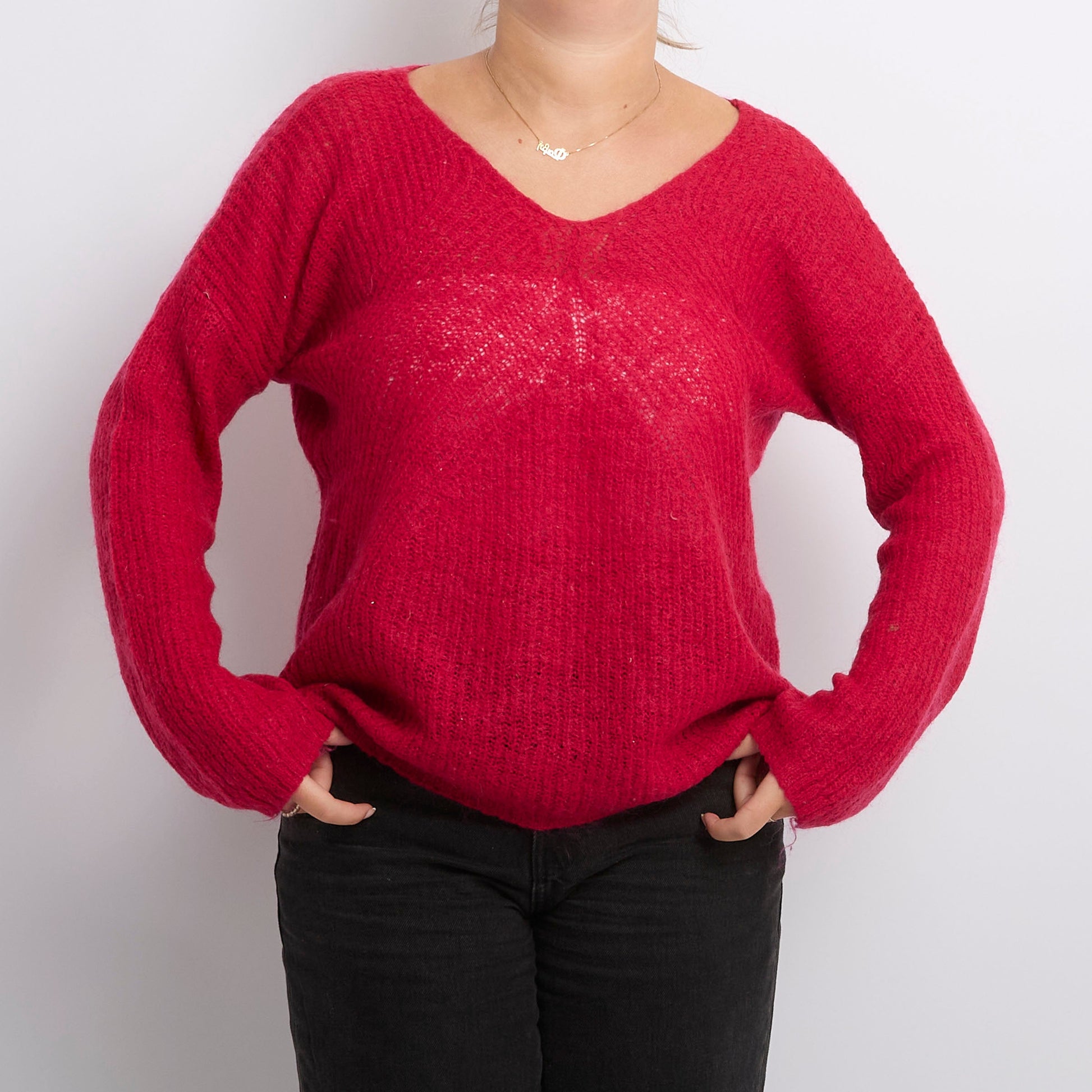 V-Neck Heavy Knit Sweater - UK 14