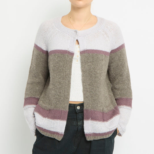 Stripe Detail Knitted Cardigan- UK 14