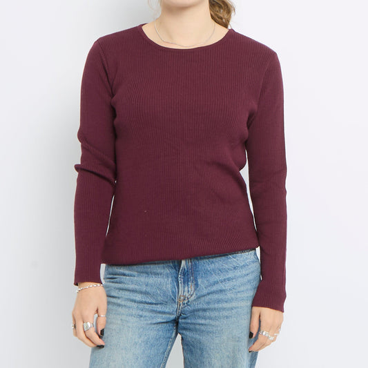 Ribbed Round Neck Knitted Top - UK 14