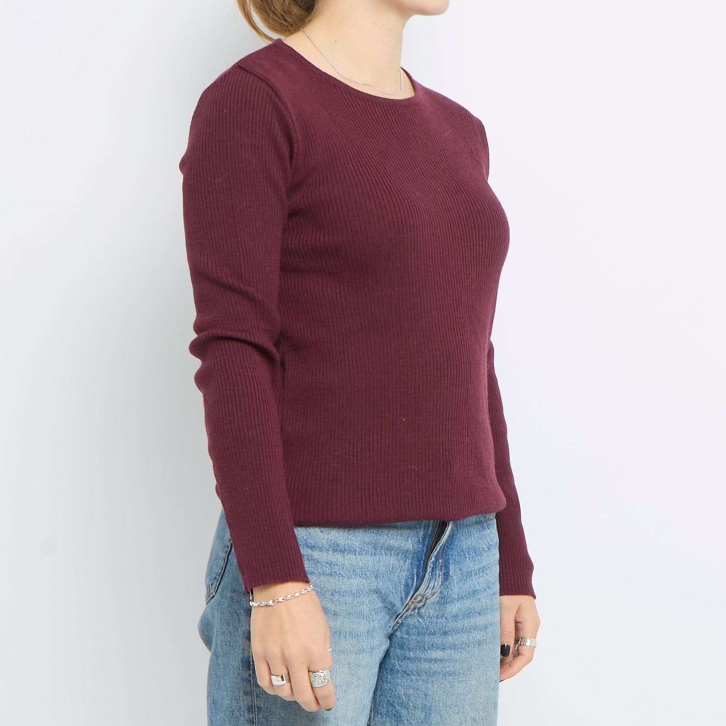 Ribbed Round Neck Knitted Top - UK 14