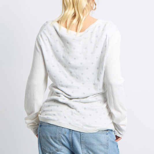 Fine Knit V-Neck Sweatshirt - UK 14