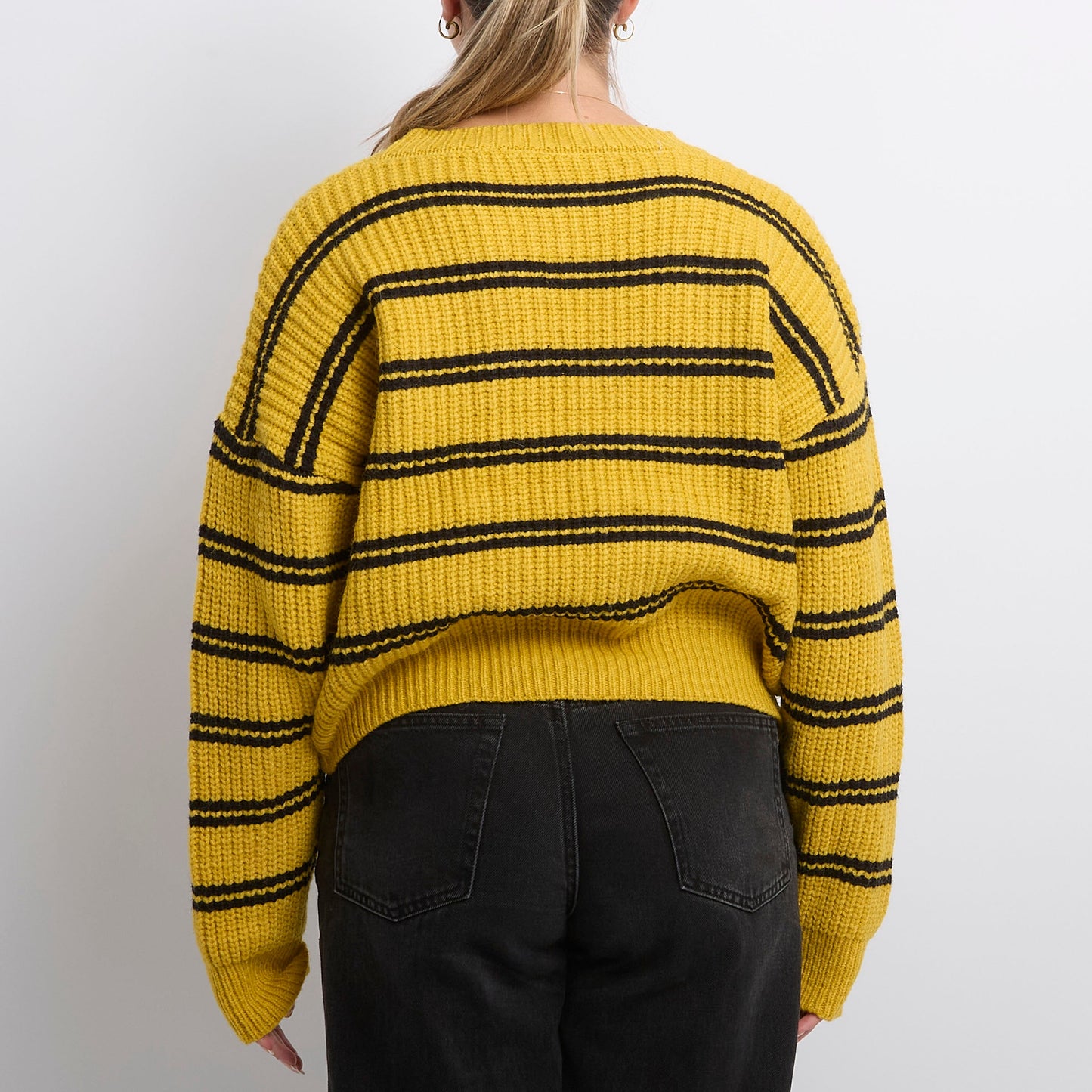 Striped Heavy Knit Sweater - UK 14