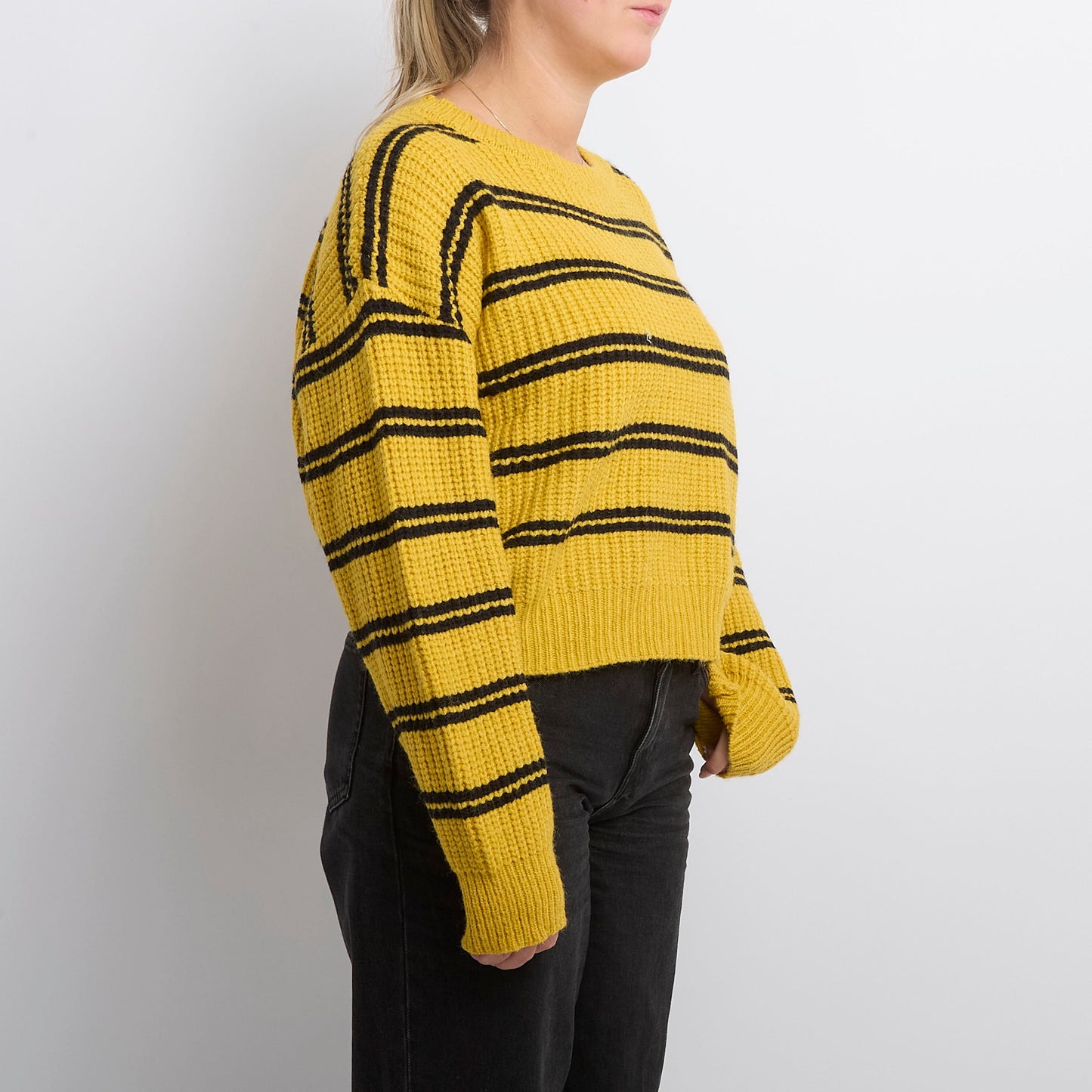 Striped Heavy Knit Sweater - UK 14