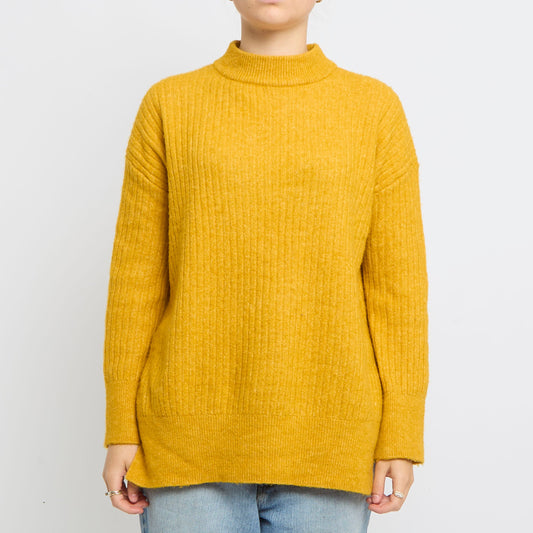 Heavy Knit Ribbed Roundneck Sweater - UK 14